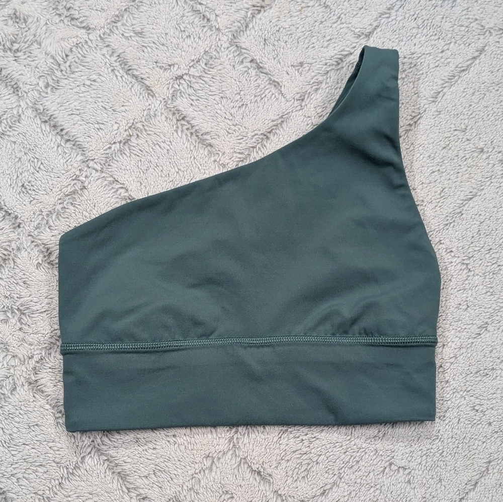 Lululemon Sports Bra Womens 4 Green Forest Align Asymmetrical Soft A/B Cup Yoga